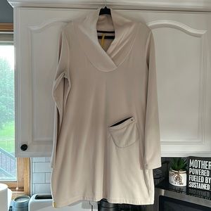Like Calm Sweatshirt Shawl Collar Dress Women’s L Cream